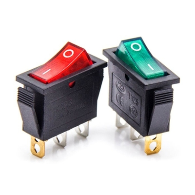 Illuminated Latching Red And Green Button Rocker Switch