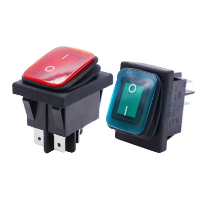 Oil Proof 4 Pin 2 Position On Off Red Green Lamp Rocker Switch With Indicator Light